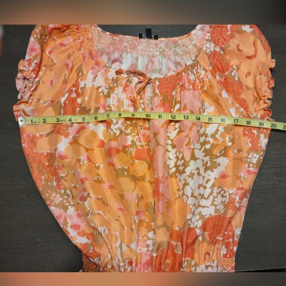 Talbots Pink Orange Silk Floral Drop Waist Dress Size Medium - Picture 6 of 14